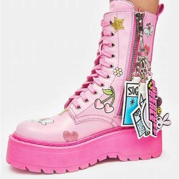 ❤️ Vintage Power Puff Girls Boots Always Sugar & Spice Combat … - Picture 7 of 12
